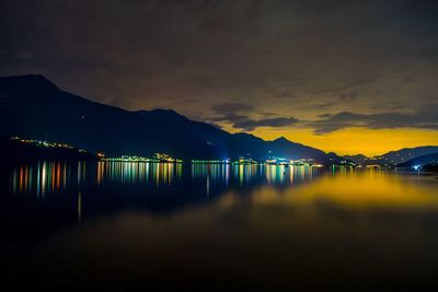 Scenic view of sea against sky at night