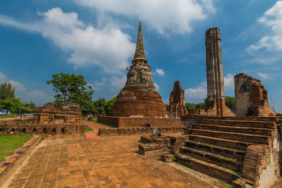 Panoramic view of temple building against sky