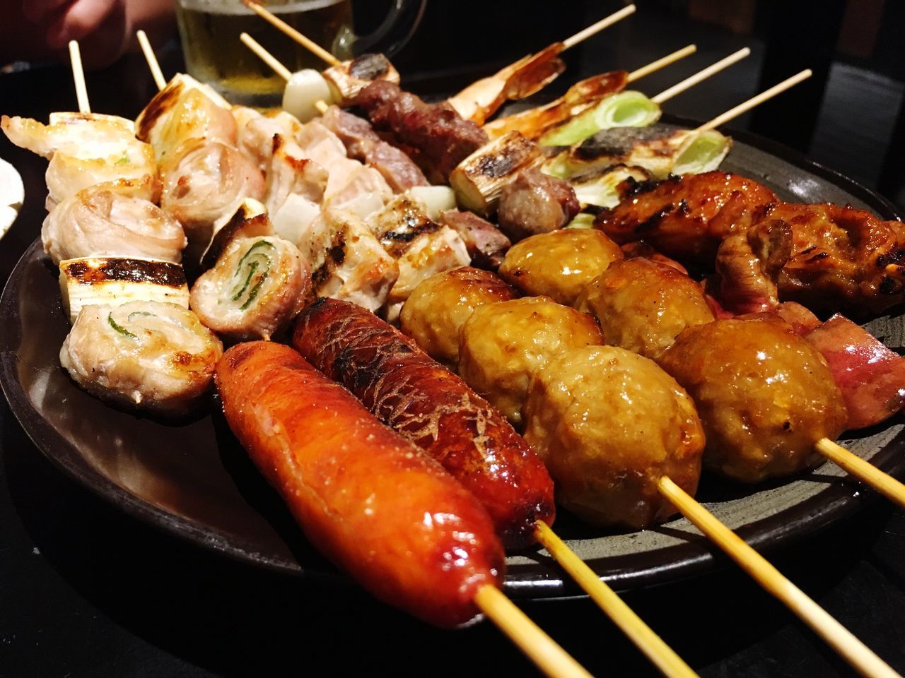 food and drink, food, freshness, healthy eating, seafood, grilled, no people, barbecue, indoors, ready-to-eat, close-up, skewer, serving tray, cultures, day