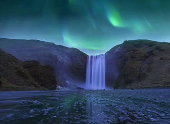 Scenic view of waterfall