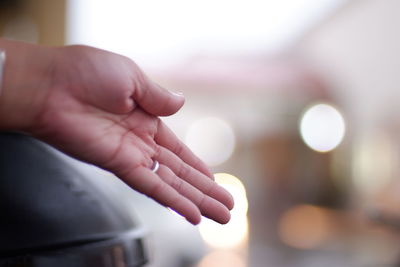 Close-up of man hands over blurred background