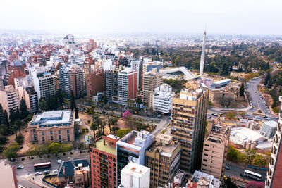 High angle view of buildings in city