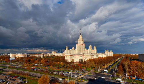 Autumn stormy clouds over the campus of moscow university