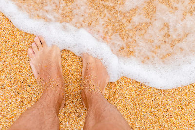 Low section of woman standing on beach