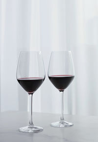 Close-up of wineglass on table