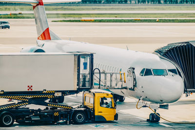 Airplane at airport runway