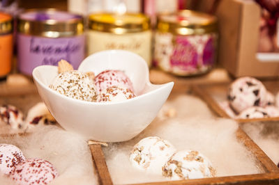 Close-up of food on table