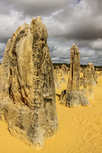 Rock formations in desert against sky