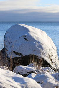 Scenic view of sea against sky during winter