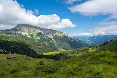 Scenic view of mountains against sky