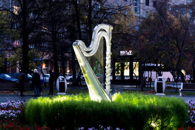 View of sculpture in park