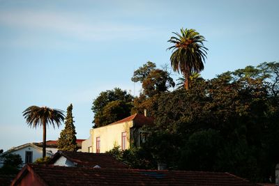 Low angle view of houses against sky