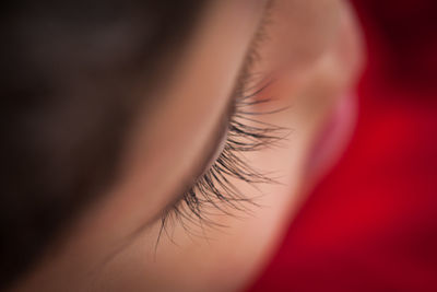 High angle view of boy eye