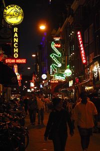 People on street at night