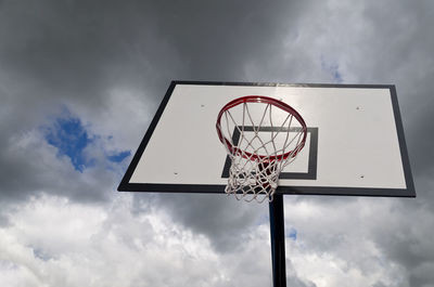 Low angle view of basketball hoop against sky