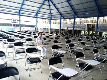 Empty chairs in restaurant