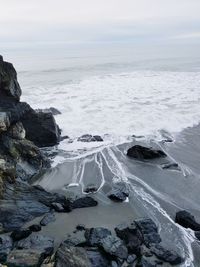 Aerial view of frozen sea against sky