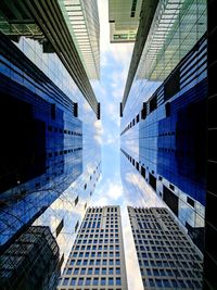 Directly below shot of modern buildings against sky