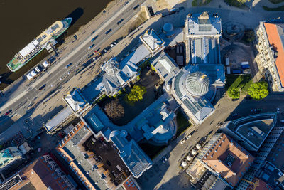 Directly above shot of cathedral by river