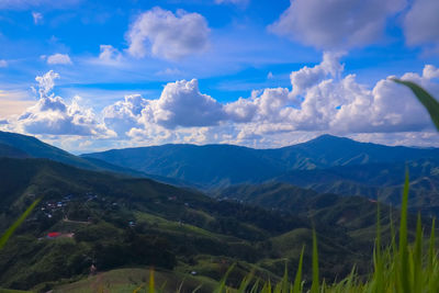 Scenic view of mountains against sky