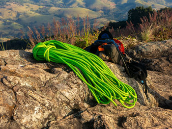 Man climbing on rock