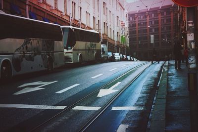 Railroad tracks in city