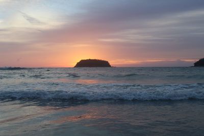 Scenic view of sea against sky during sunset