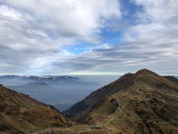 Panoramic view of mountains against sky