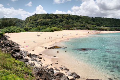 Scenic view of beach against sky