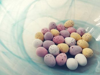 Overhead view of easter eggs