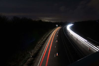 Light trails on highway at night