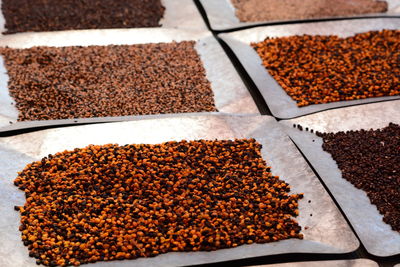 High angle view of food in market