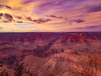 Pink and lavender skies over arizona's grand canyon