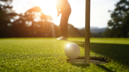 Close-up of ball on field