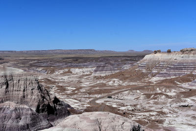 Rocky valley with layers or rock sediment and stone in the desert.