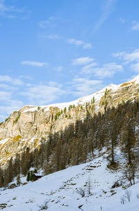 Scenic view of snow covered mountains against sky