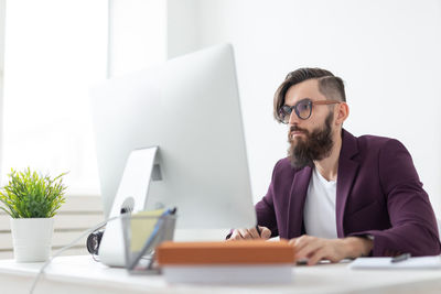 Man working on table