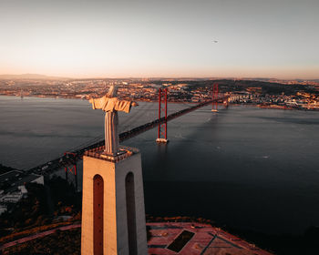 High angle view of bridge over river in city