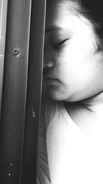 Close-up portrait of woman looking away