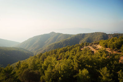 Scenic view of mountains against clear sky