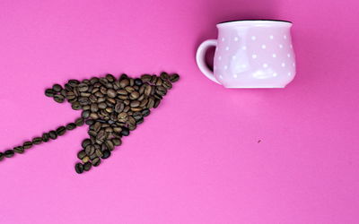 High angle view of coffee cup on table