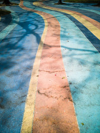 High angle view of footpath by swimming pool