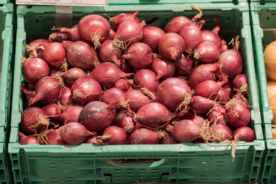 Close-up of strawberries in market