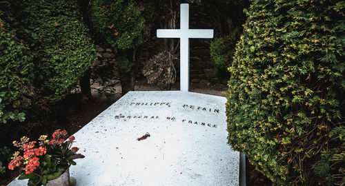 View of cross on cemetery