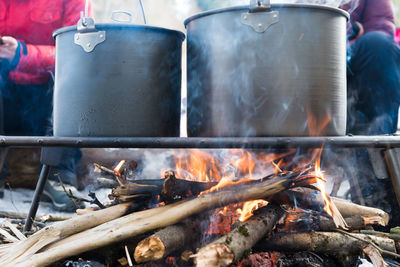 Close-up of meat on barbecue grill