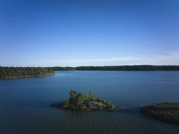 View of small island in lake