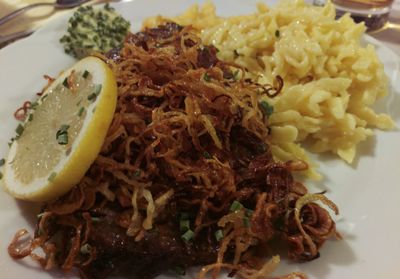 Close-up of food served in plate