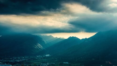 Scenic view of mountains against sky