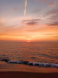 Scenic view of the lake baikal against sky during sunset