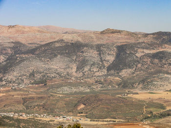 Scenic view of mountains against clear sky